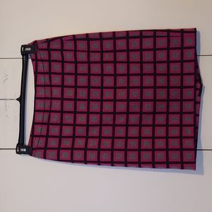Halogen Geometric Windowpane Print Pencil Skirt Size 4 Pink Grey Black